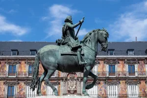 Madrid Prints: King Felipe III statue Plaza Mayor, Madrid, Spain