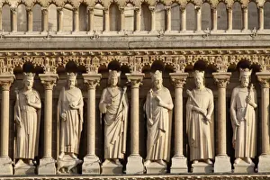 Stereotypically French Prints: Kings Gallery, Western facade, Notre Dame cathedral, Paris, France, Europe