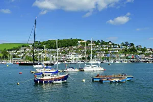 Devon Prints: Kingswear and River Dart viewed from Dartmouth, Devon, England, United Kingdom, Europe