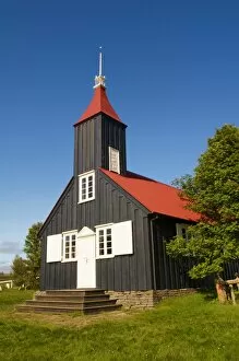 Kirkjubaer church, Esatfjord, Iceland, Polar Regions