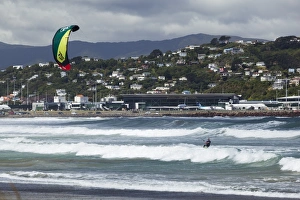 Airport Prints: Kite surfer with airport in background