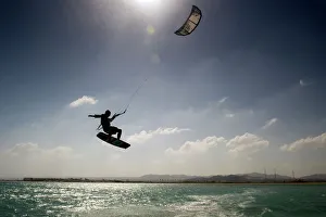 Energy Prints: Kite surfing on Red Sea coast of Egypt, North Africa, Africa