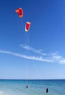 Cadiz Gallery: Two kiteboarders trying to take off