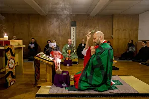 Ceremony Prints: Kito ceremony during a Zen sesshin (retreat) in Lanau, Cantal, France, Europe