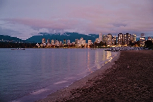 Vancouver Prints: Kitsilano Beach at Sunset in Autumn, Vancouver, British Columbia, Canada