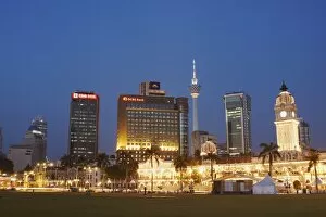 KL Tower, Sultan Abdul Samad Building and city skyline from Merdeka Square