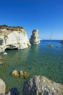 White Cliffs Prints: Kleftiko Bay, white cliffs of Kleftiko, Milos, Cyclades Islands, Greek Islands