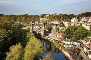 Bridges Prints: Knaresborough Viaduct and River Nidd in autumn, North Yorkshire, Yorkshire