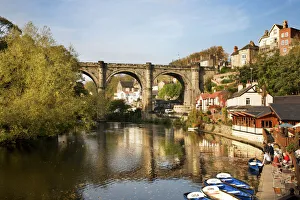 Bridges Prints: Knaresborough Viaduct and River Nidd in autumn, North Yorkshire, Yorkshire