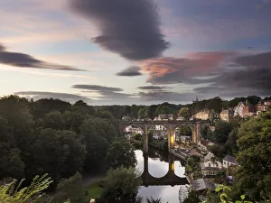 Knaresborough Viaduct at sunset, Knaresborough, Yorkshire, England, United Kingdom