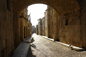 Cobbled Prints: Knights Street in Rhodes, Rhodes Island, Dodecanese, Greek Islands, Greece, Europe