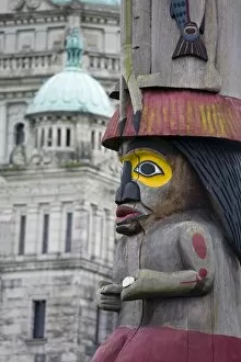 Parliament Collection: Knowledge Totem on Parliament Building Grounds, Victoria, Vancouver Island