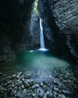 Slovenia Prints: Kobarid waterfall, Kobarid, Caporetto, Gorizia, Triglav National Park, Upper Carniola