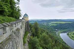 Elbe River Prints: Koenigstein Fortress, Saxon Switzerland, Saxony, Germany, Europe