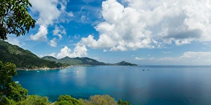 Typically Thai Prints: Koh Tao as seen from the peak on Koh Nang Yuan, Thailand, Southeast Asia, Asia