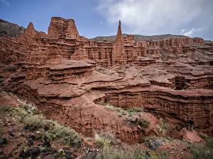 Outdoor Exploration Prints: Kok-Moinok Canyon, a clay-sand structure formed on the slopes of arid mountains cut by water streams