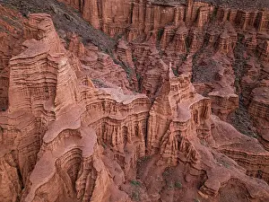 Outdoor Exploration Prints: Kok-Moinok Canyon, a clay-sand structure formed on the slopes of arid mountains cut by water streams