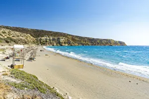Lifeguard Hut Prints: Kommos beach in summer, Matala, Crete island, Greek Islands, Greece, Europe