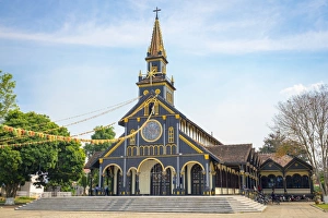 Wooden Church Prints: Kon Tum Cathedral, also known as Wooden Church, Kon Tum, Kon Tum Province, Vietnam