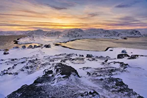 Finnmark Prints: Kongsfjord, Veidnes, Village at sunset, Finnmark, Norway, Scandinavia, Europe