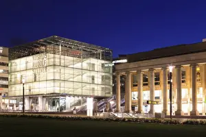 Stuttgart Prints: Konigsbau shopping centre and Kunstmuseum at Schlossplatz square