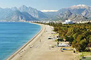 Konyaalti beach, Antalya, Taurus Mountains and Mediterranean Sea, Antalya Province, Anatolia, Turkey, Asia Minor, Eurasia