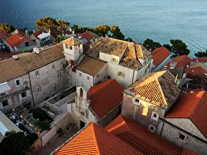 Local Architecture Prints: Korcula Rooftops from St. Marks Cathedral Tower, Korcula Town, Croatia, Europe