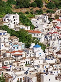Residences Prints: Koronos Village, elevated view, Naxos Island, Cyclades, Greek Islands, Greece, Europe