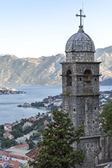 Kotor Old Town at dawn with the Church of Our Lady of Remedy in the foreground, Kotor, UNESCO World Heritage Site, Montenegro, Europe