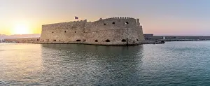 Fortifications Prints: Koules Venetian Fortress stands at sunset in the City of Heraklion