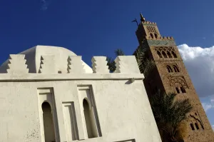 Images Dated 5th May 2007: The Koutoubia minaret in the heart of the old medina next to a mosque of the same name