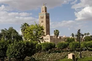 The Koutoubia minaret rises up from the heart of the