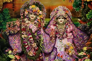Costume Prints: Krishna and Rada statues in Bhaktivedanta Manor ISKCON (Hare Krishna) temple