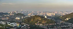 Malaysian Prints: Kuala Lumpur skyline seen at sunrise from Bukit Tabur Mountain, Malaysia, Southeast Asia