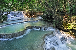 Waterfalls Prints: Kuang Si waterfalls, Luang Prabang, Laos