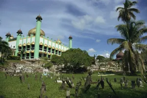 Cemeteries Prints: Kuching Mosque, Kuching, Sarawak, Malaysia, Southeast Asia, Asia