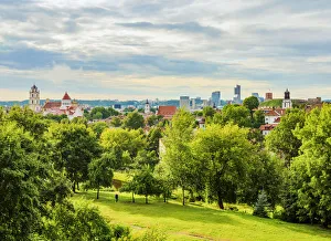 Public Park Prints: Kudru Park and City Skyline, Vilnius, Lithuania, Europe