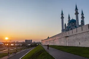 Tatarstan Prints: Kul Sharif Mosque in the Kremlin at sunset, UNESCO World Heritage Site, Kazan
