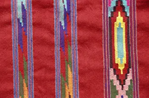 Fabrics Prints: Detail of a Kulu shawl from the Himalaya, Himachal Pradesh, India, Asia
