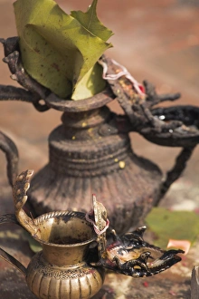 Lamps Prints: Kumari (living goddess) festival, Durbar Square, Kathmandu, Nepal, Asia