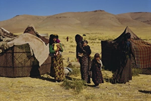 Iran Prints: Kurdish family group outside tents
