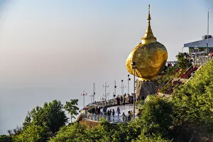 Females Prints: Kyaiktiyo Pagoda (Golden Rock), Mon state, Myanmar (Burma), Asia