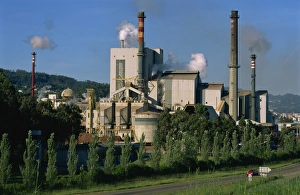 Factories Prints: La Cellulosa, giant and odorous paper factory, Pontevedra, Galicia, Spain, Europe