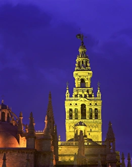 Giralda Prints: La Giralda tower, the symbol of the city of Seville, in Andalucia, Spain, Europe