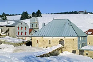 Snowdrifts Prints: La Pesse, Jura department, Franche-Comte region of eastern France, Europe