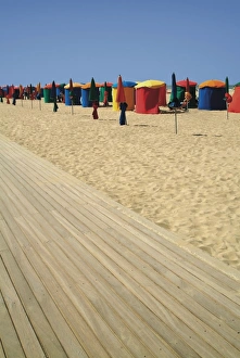 Calvados Prints: La Planche (boadwalk) and beach, Deauville, Calvados, Normandy, France, Europe