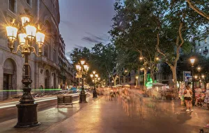Street Light Prints: La Rambla, Barcelona, Catalonia, Spain, Europe