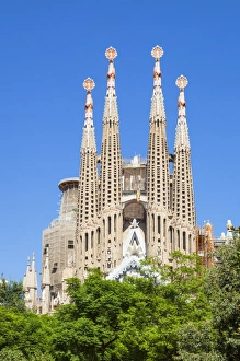 Basilica Prints: La Sagrada Familia church designed by Antoni Gaudi, back view, UNESCO World Heritage Site