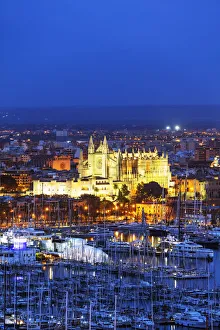Sunburst Prints: La Seu Cathedral, Palma de Mallorca, Majorca, Balearic Islands, Spain, Mediterranean
