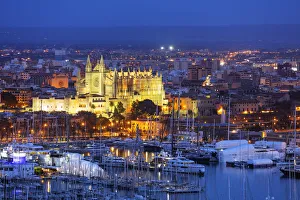 Gothic Style Prints: La Seu Cathedral, Palma de Mallorca, Majorca, Balearic Islands, Spain, Mediterranean